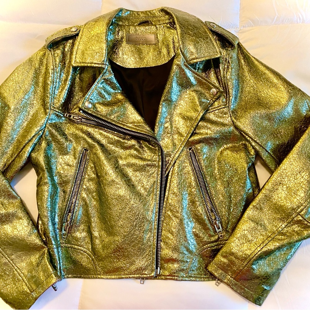 GOLD, GOLD, GOLD! Blank NYC Gold Faux  Leather Jacket with Iridescent Finish